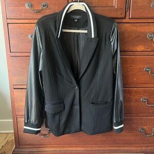 Laundry By Shelli Segal Black Mixed-Media Blazer with Ribbed Collar